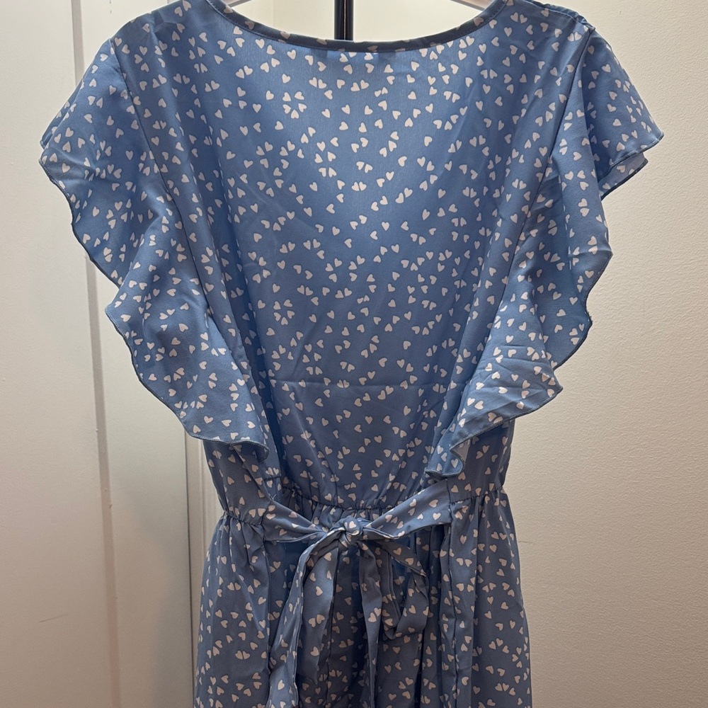 Blue Ruffle Floral Dress - Picture 4 of 7